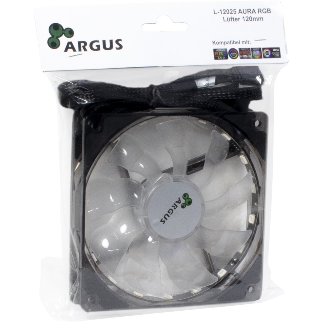 Argus L-12025 Aura RGB-Lüfter 4Pin PWM 120x120x25 mm