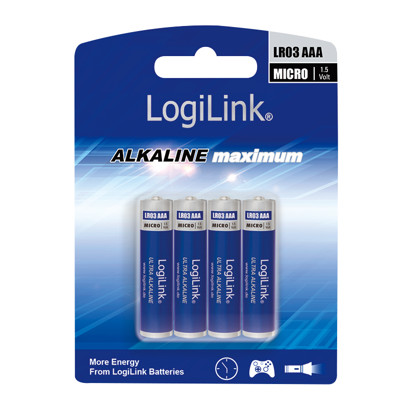 Batterie  4x Alkaline Ultra Power LR03, AAA (Microzelle), 1.5 Volt, 4er Pack