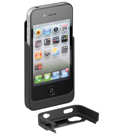 Zusatz-Akku integriert in Bumpercase, Li-Ion Akku 1700 mAh passend für iPhone 4, schwarz