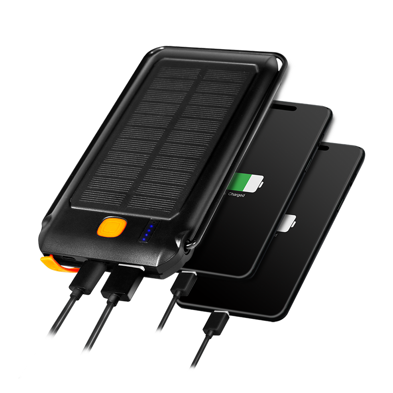Mobile Powerbank, LiPo, 10.000mAh, solar, PD 18W, black