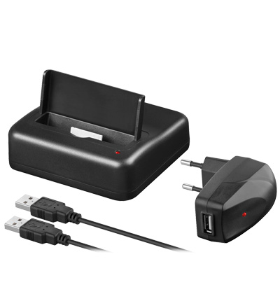 USB Dockingstation Set  für Apple iPhone 4 / 4S mit AV-Ausgang, schwarz