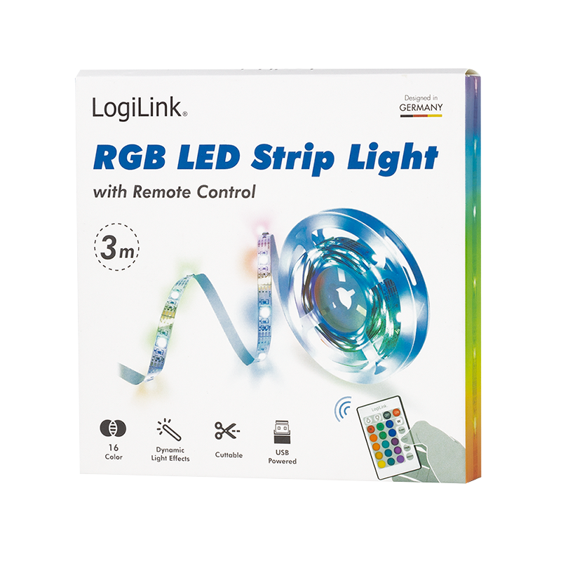 RGB-LED-Band 3 Meter mit Fernbedienung, selbstklebend, USB