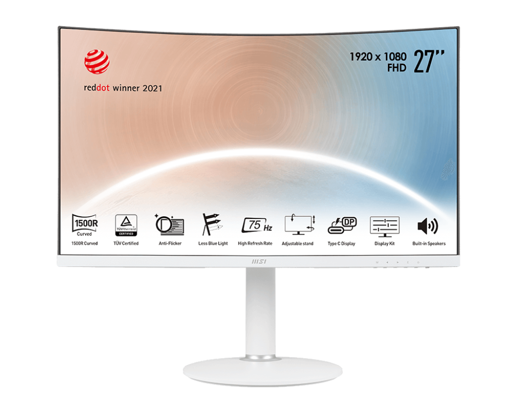 MSI Modern MD271CPWDE Curved TFT 68,6cm (27 Zoll) HDMI / USB-C 4ms 250cd/m² 75Hz, weiss